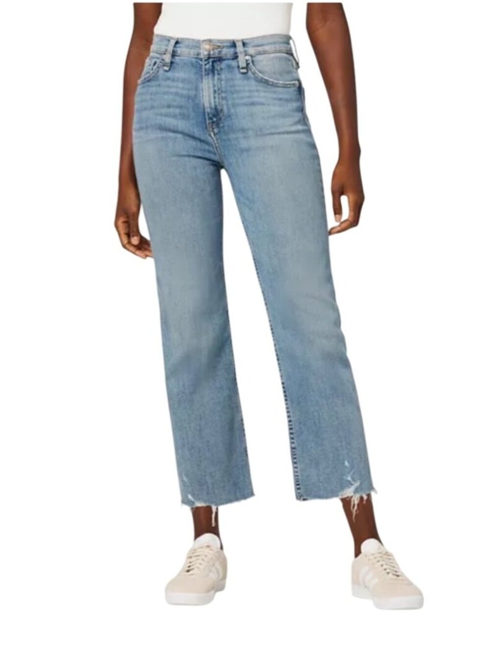 Hudson Remi High Rise Straight Crop Leg Jeans 27 Sunlight Frayed Hems stretch